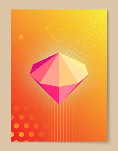 Rosa diamant på affisch med Gradient bakgrund — Stock vektor