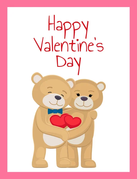 Glad Alla hjärtans dag affisch Bear älskare hålla hjärtat — Stock vektor
