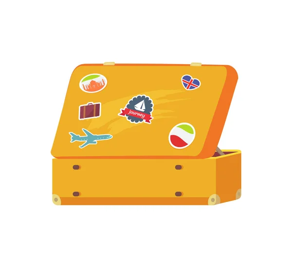 Mala Retro Aberta com Memory Sticker Sailboat —  Vetores de Stock