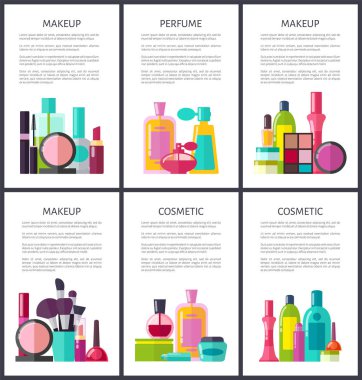 Makyaj ve parfüm koleksiyonu vektör çizim