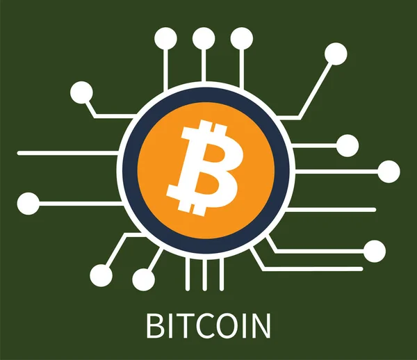 Bitcoin Criptomoeda Poster Vector Ilustração —  Vetores de Stock