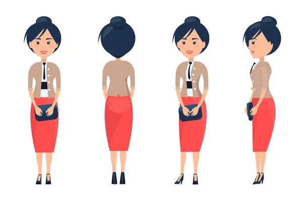 Illustration vectorielle de carte de femme d'affaires joyeuse — Image vectorielle