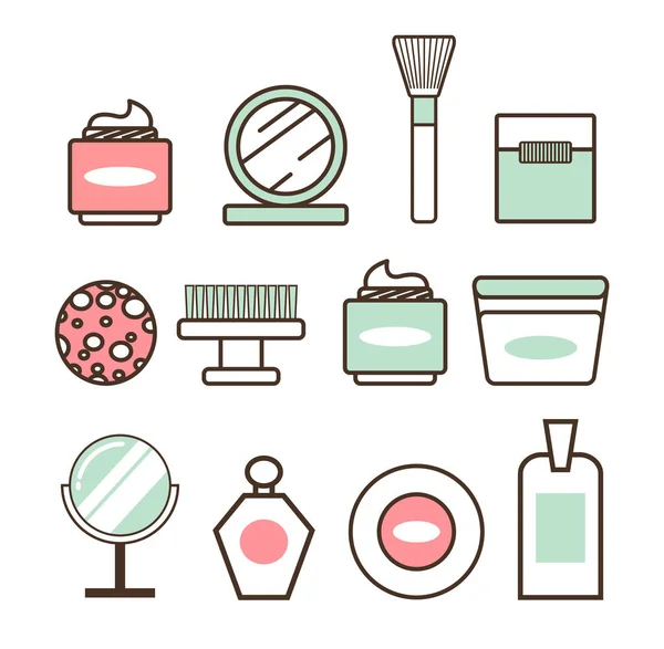 Beauty Tools and Means Minimalistic Illustrations — Stock Vector