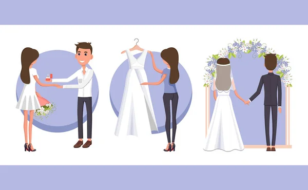 Proposta e giorno del matrimonio, illustrazione vettoriale — Vettoriale Stock