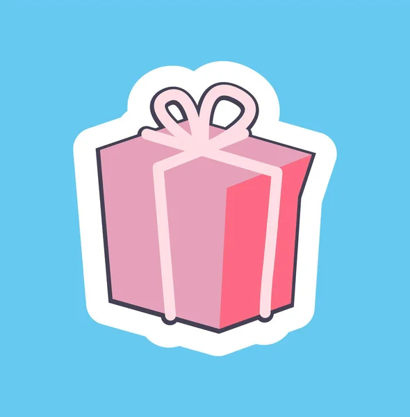 Szép rózsaszín ajándék doboz Banner vektoros illusztráció — Stock Vector