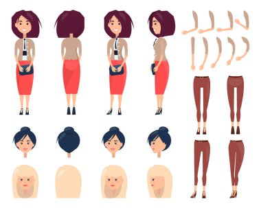 Mutlu kız şirin elbise renkli vektör çizim