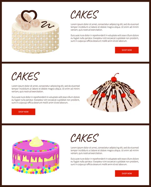 Página de variedad de pasteles Tienda online Vector Illustration — Vector de stock