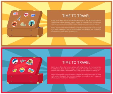 Posterler Set vektör çizim seyahat için zaman