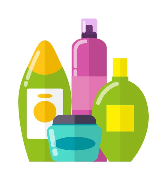 Set of Colorful Care Products Vector Illustration — Stock Vector