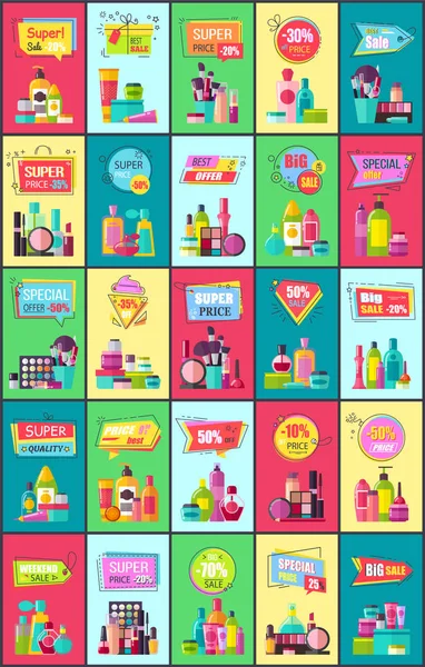 Super vente pour les cosmétiques décoratifs et médicaux — Image vectorielle