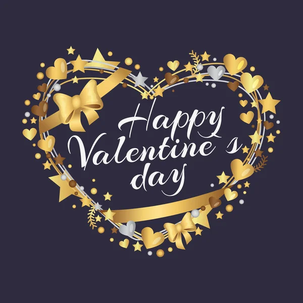 Feliz día de San Valentín Poster Inscripción en Corazones — Vector de stock