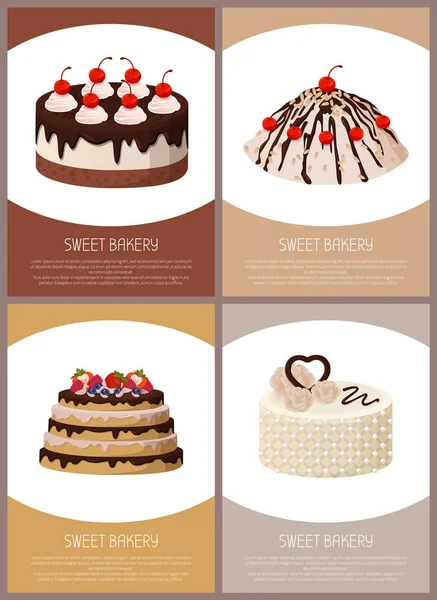 Page de Variété de Gâteaux Boutique en Ligne Illustration vectorielle — Image vectorielle