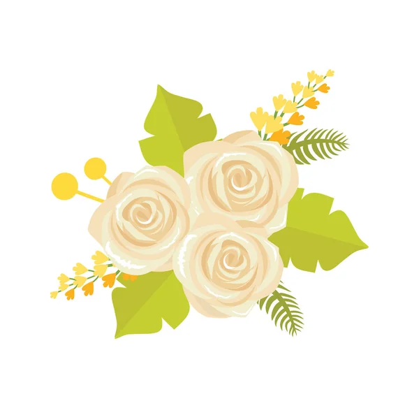 白バラのアイコン ベクトル図の花束 — ストックベクタ