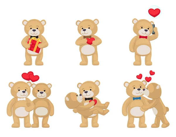Ich liebe dich und mich Teddybären-Vektor — Stockvektor