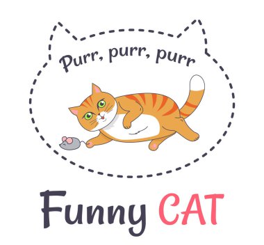 Komik kedi ses mırlamak gri fare ile oynarken yapar