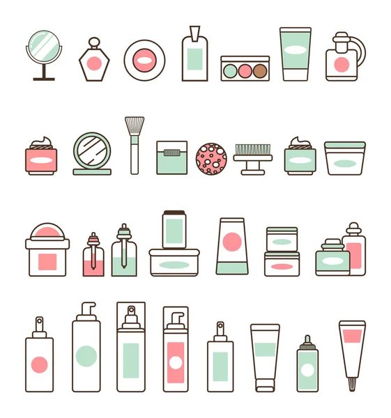 Decorative and Skincare Cosmetics Illustrations — Stock Vector