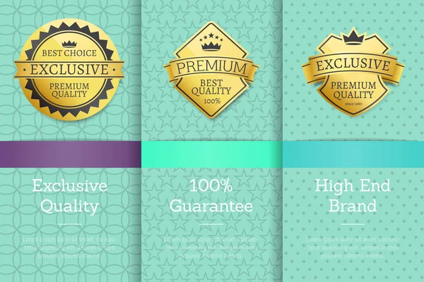 Garantía de marca de gama alta Etiquetas premium exclusivas — Vector de stock