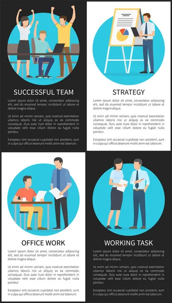 Başarılı Office iş stratejisi pankartlar ayarla — Stok Vektör