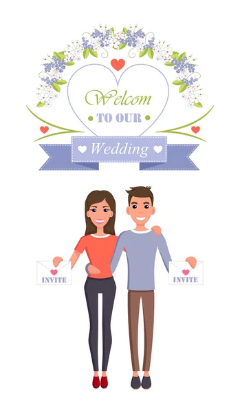 Bienvenido a nuestra boda Invitar Vector Ilustración — Vector de stock