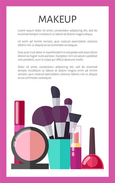 Outils de maquillage et éléments décoratifs Promo Affiche — Image vectorielle