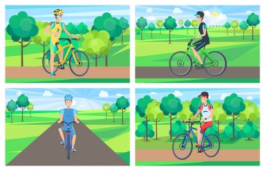 Sevimli yaz manzaraları ile dört parlak posterler