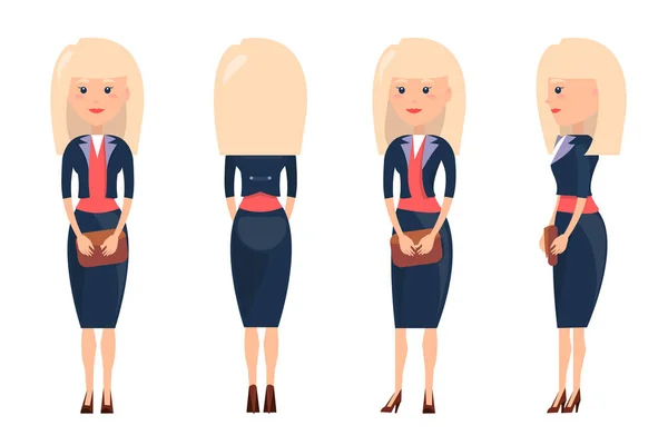 Skönhet blondin i Business Suit vektorillustration — Stock vektor