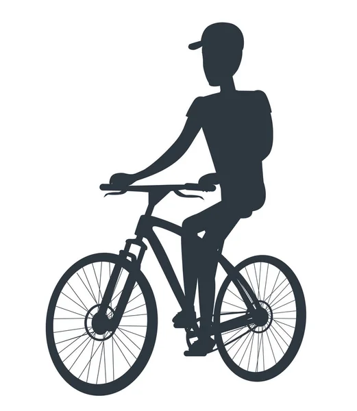 Athlete on Bicycle Black Silhouette Isolated White — Stock Vector