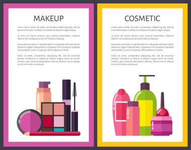 Makyaj ve kozmetik posterler vektör çizim