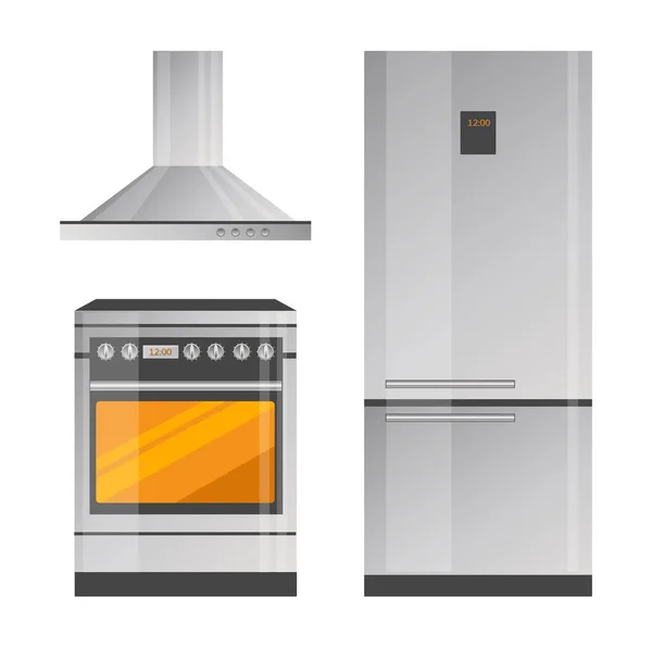 烤箱和冰箱彩色矢量插图 — 图库矢量图片