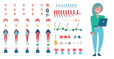 Dizüstü bilgisayar ile şık kız öğrenci Oluşturucu