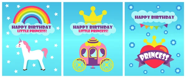 Feliz Aniversário Little Pincess Vector Ilustração — Vetor de Stock