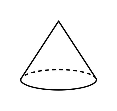 Beyaz renk doğrusal kroki, geometrik şekil koni