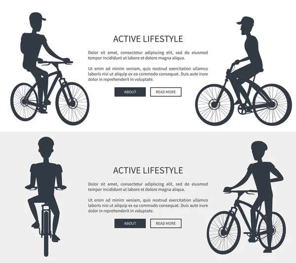 Actieve levensstijl fietsen instellen vectorillustratie — Stockvector