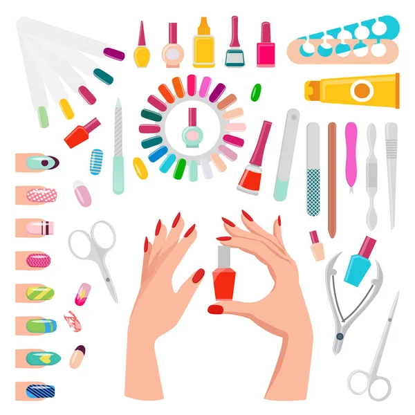 Nail Art Exemples et outils Illustration vectorielle — Image vectorielle
