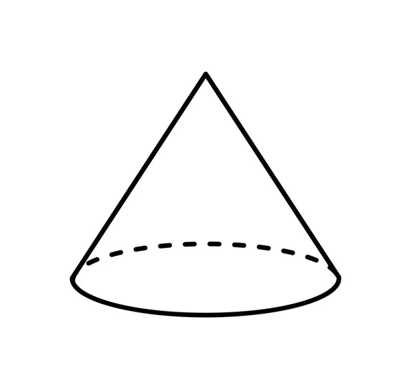 Cone do esboço linear da cor branca, forma geométrica —  Vetores de Stock