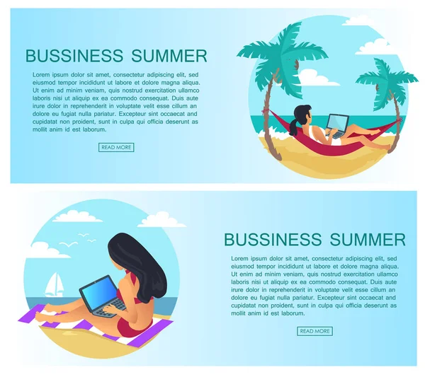 Business Summer Set of Pages Vector Illustration — Stock Vector