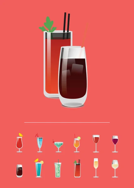 Bannière avec divers cocktails Illustration vectorielle — Image vectorielle