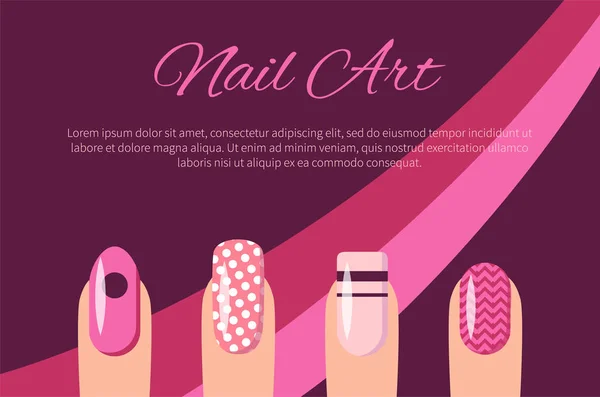 Nail Art veelkleurige Poster Vector Illustratie — Stockvector