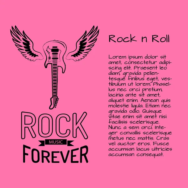 Rock n Roll Music Forever Vector ilustración — Vector de stock