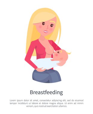 Emzirme Poster sarışın genç anne besleme