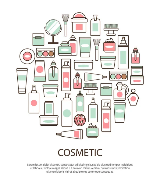 Collection cosmétique avec illustration vectorielle de texte — Image vectorielle