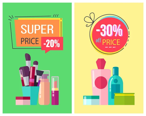 Super Preço e -30 Off Preço Vector Ilustração —  Vetores de Stock