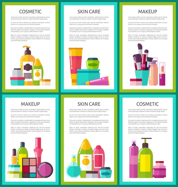 Ensemble de bannières de couleur de maquillage cosmétique pour soins de la peau — Image vectorielle
