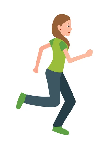 Femme Jogging vecteur adolescent en vêtements de sport — Image vectorielle