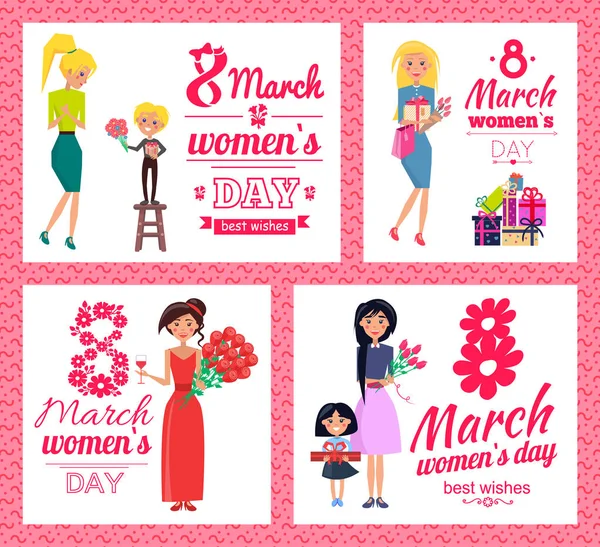 8. März Frauentag beste Wünsche Vektor Illustration — Stockvektor