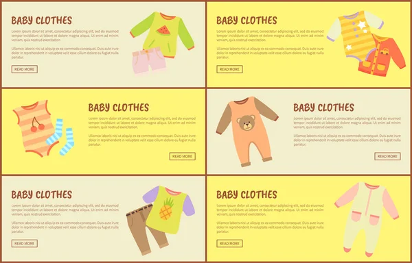 Bebek Giyim Web sayfaları kümesi vektör çizim — Stok Vektör