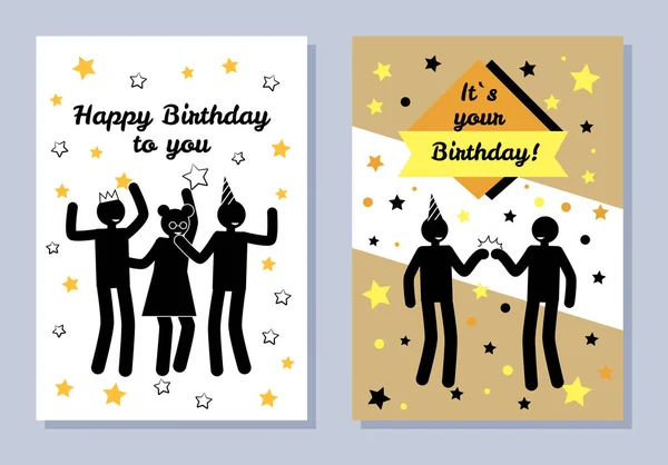З днем народження вас, два полотнища святкові кольору — стоковий вектор