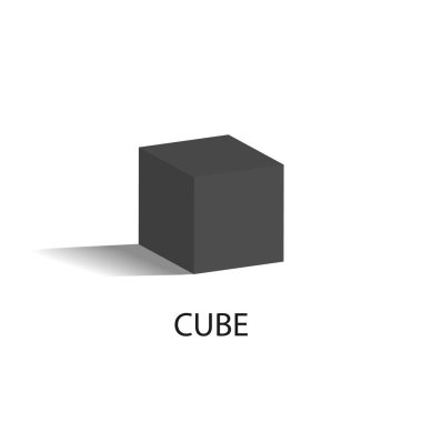 Küp izole geometrik şekil siyah renk