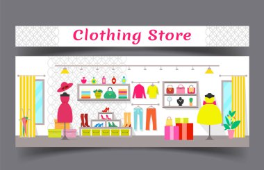 Giyim mağazası iç Oda vektör çizim