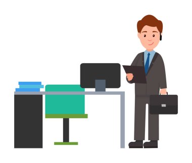 İşadamı ve Evrak Çantası'nı vektör çizim